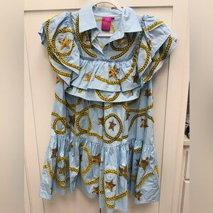 Light Blue Star & Rope Ruffle Dress